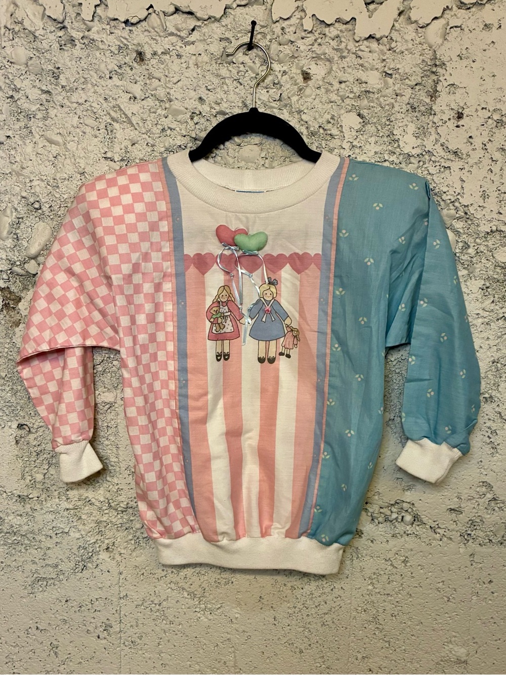 Vintage Daisy Kingdom Girls' Pastel  Long-Sleeve Top with Doll Print